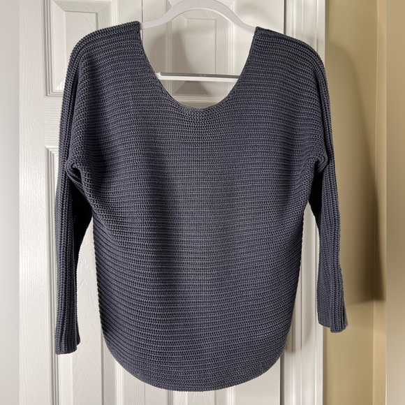 Vince Charcoal Cotton Knit Slouchy Sweater - Picture 2 of 6